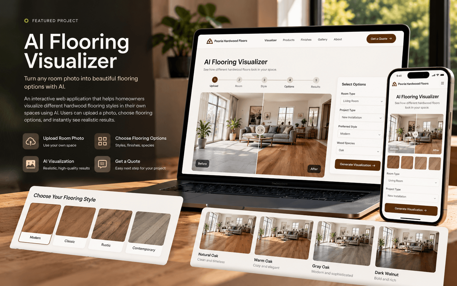 AI Flooring Visualizer project visual showing an interactive room and flooring visualization experience